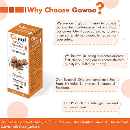 Go Woo 100% Pure Cedarwood Oil Virgin & Undiluted 50 Ml