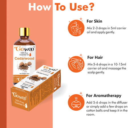 Go Woo 100% Pure Cedarwood Oil Virgin & Undiluted 50 Ml