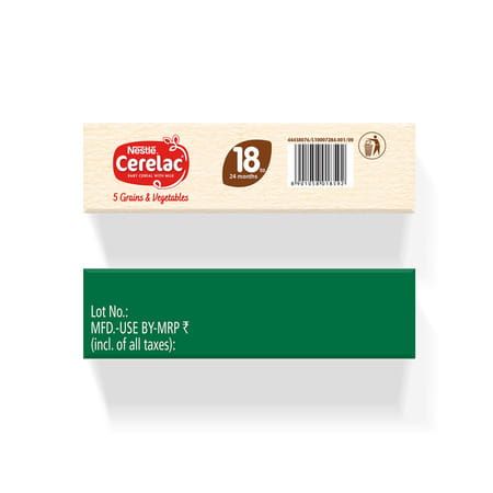 Nestle Cerelac 5 Grains & Vegetables | No Refined Sugar | No Preservatives | 18 To 24 Months | 300 G