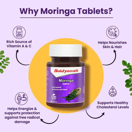 Baidyanath Moringa Tablets 60 Tablets (Pack Of 1) - For Overall Health And Wellness (60 Tablets)