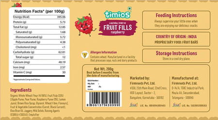 Timios Fruit Fills - Raspberry 200g