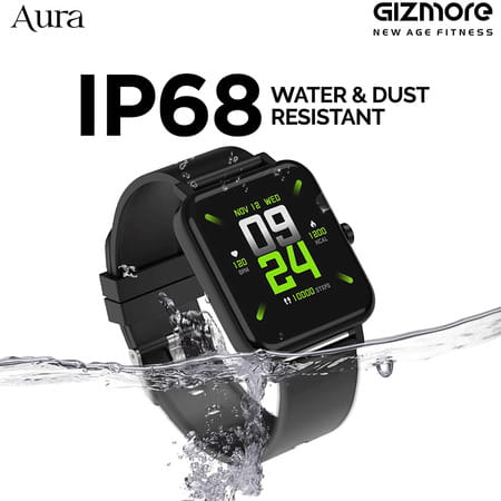 Gizmore Aura Smartwatch -1.4" Touch Display. Heart Rate Spo2 Monitoring & Water Resistance(Black)