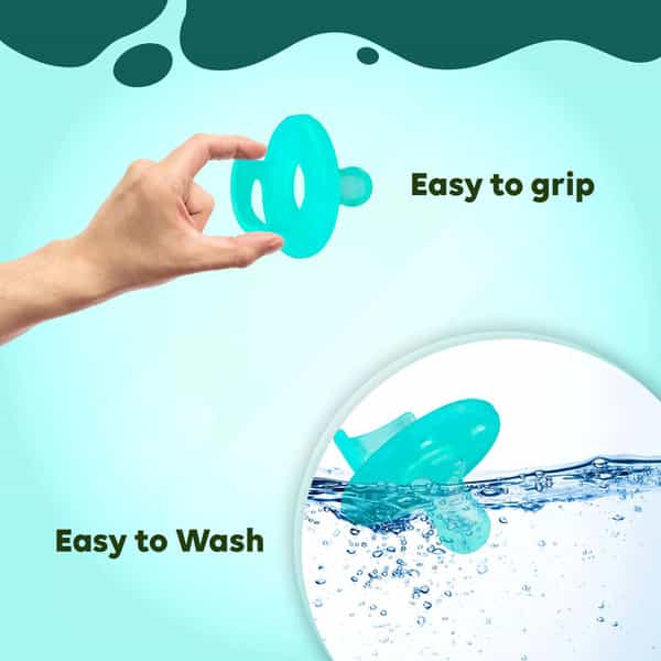Luvlap Baby Soother Cum Pacifier 100% Food Grade Silicone 3 Months+ Green Pack Of 2