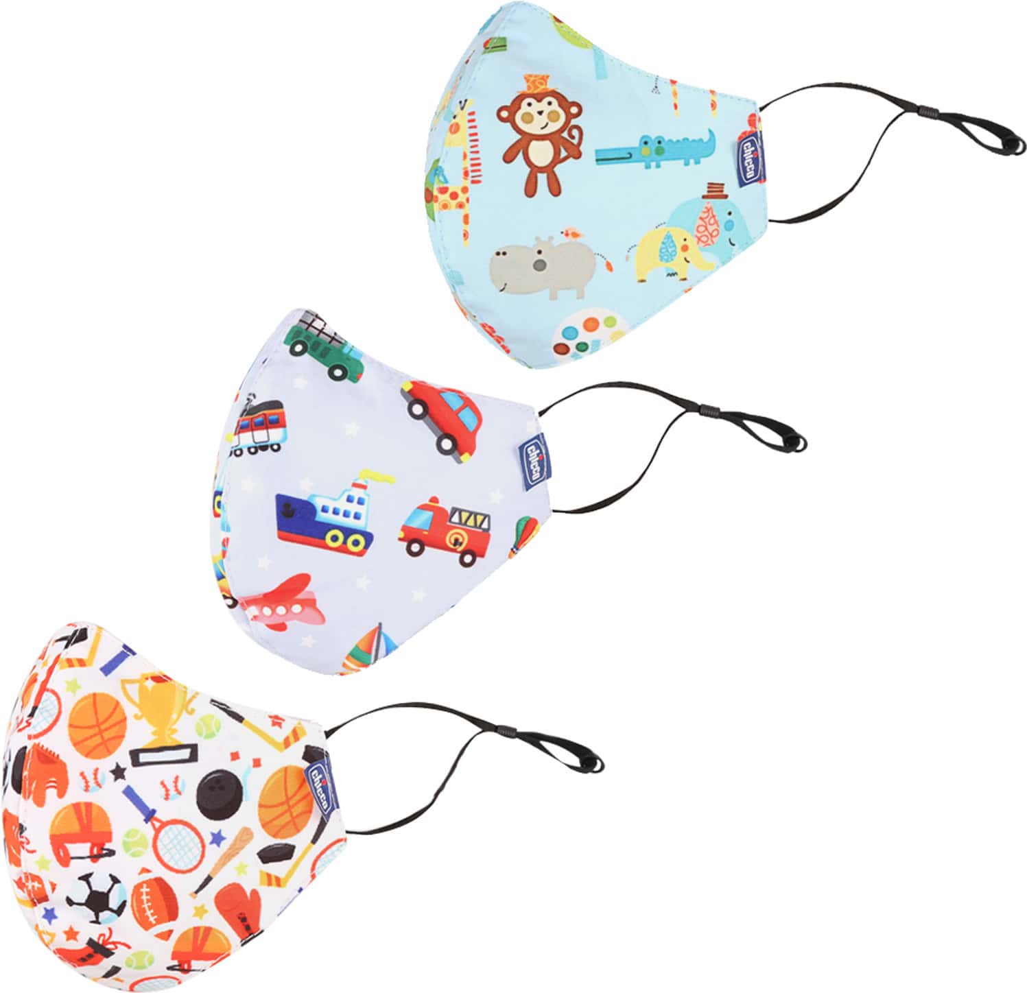 Chicco Kids Face Mask 3-6y Jungle-Car-Sport - 3pc