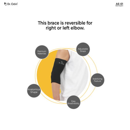 Dr. Odin Ae-01 Premium Elbow Support Exceptional Pain Relief | Contoured Design (Medium)