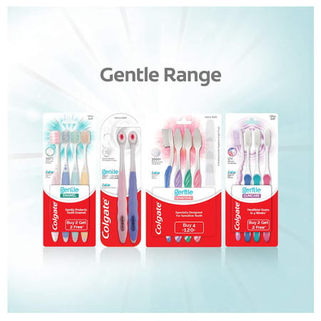 Colgate Gentle Enamel Ultra Soft Bristles Manual Toothbrush Adults | 4 Pcs (Buy2 Get 2) | Multicolor