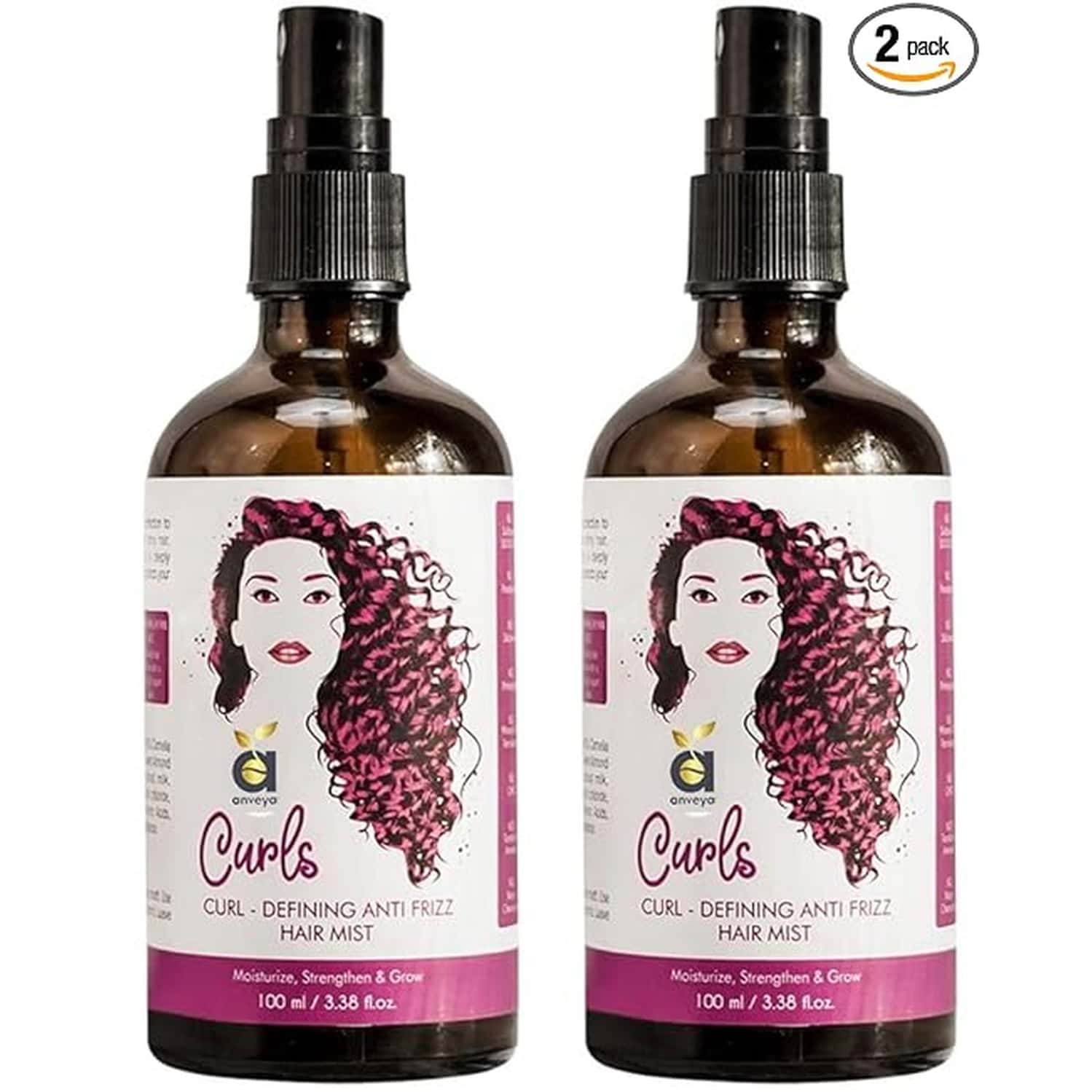 Anveya Men'S And Women'S Curls Hair Mist Spray 100ml X Pack Of 2