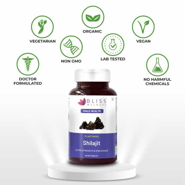 Bliss Welness Shilajit For Enhance Stamina & Performance Booster Supplement |For Men- 60 Veg Tablets