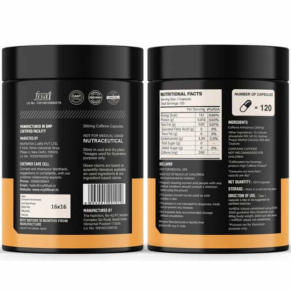 Myfitfuel Performance Caffeine | (200Mg) | 120 Capsules
