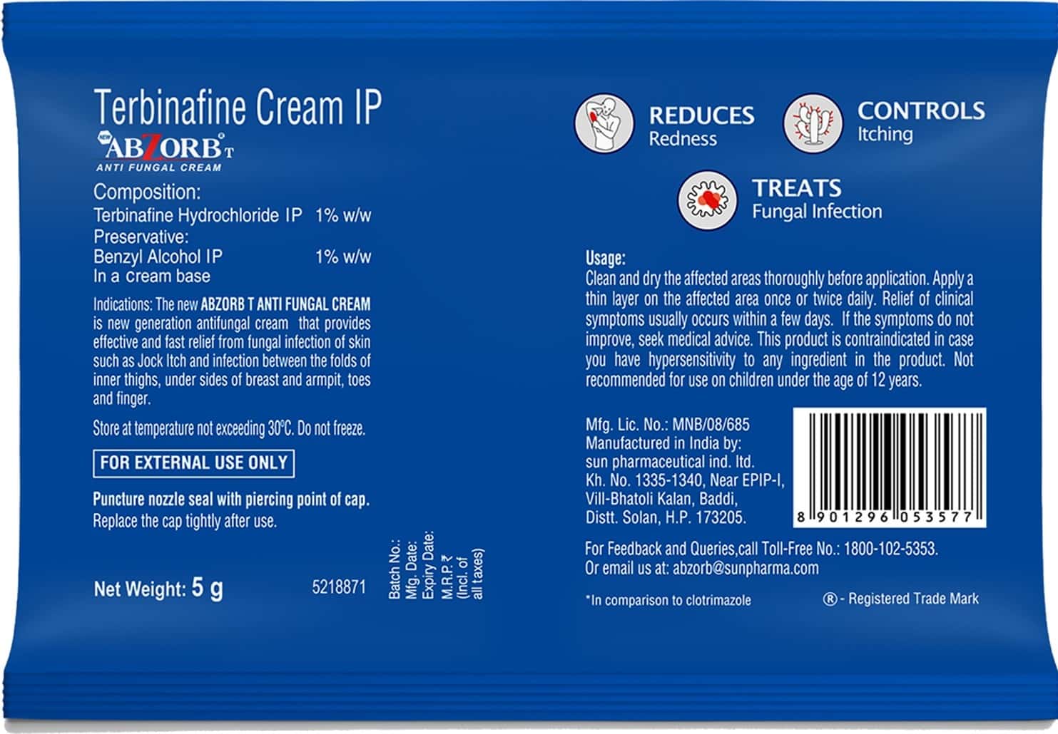 Buy ABZORB T ANTIFUNGAL CREAM 5G Online & Get Upto 60 OFF at PharmEasy