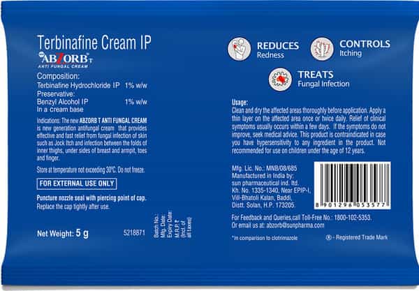 New Abzorb T Antifungal Cream 5G