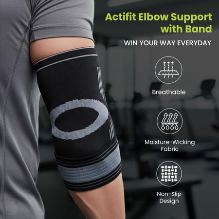 Actifit Elbow Support With Adjustable Band - Compression Brace For Pain Relief Sports Gym - Size Xl