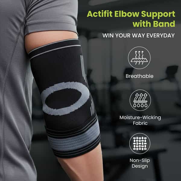 Actifit Elbow Support With Adjustable Band - Compression Brace For Pain Relief Sports Gym - Size Xl
