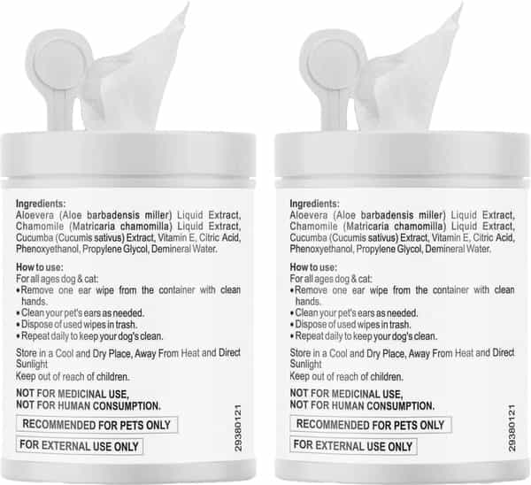 Petvit Ear Cleansing Wipes For Dogs And Cats To Remove Odors & Wax From Ear -50 Wipes | Pack Of 2