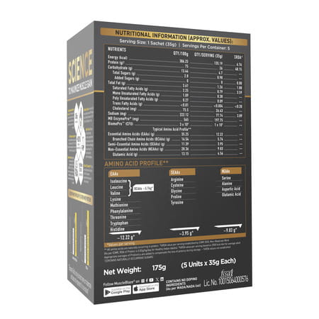 Muscleblaze Biozyme Gold Whey (Choco Hazelnut | 5x35g) | Monk Fruit Sweetened