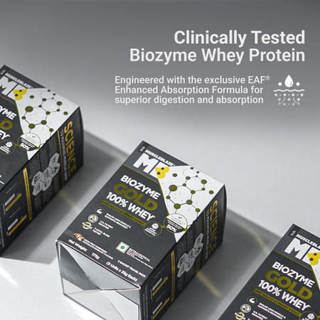 Muscleblaze Biozyme Gold Whey (Choco Hazelnut | 5x35g) | Monk Fruit Sweetened