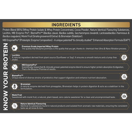 Muscleblaze Biozyme Gold Whey (Choco Hazelnut | 5x35g) | Monk Fruit Sweetened