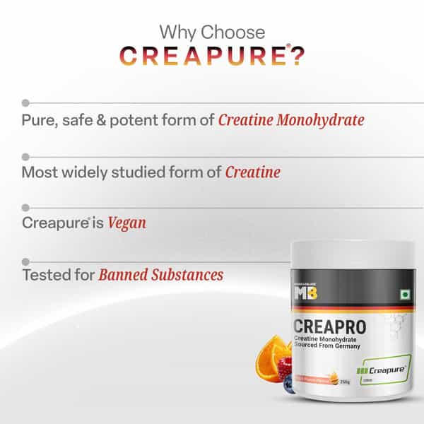 Muscleblaze Creapro Creatine Monohydrate Powder With Creapure | Fruit Punch (62 Servings | 250G)