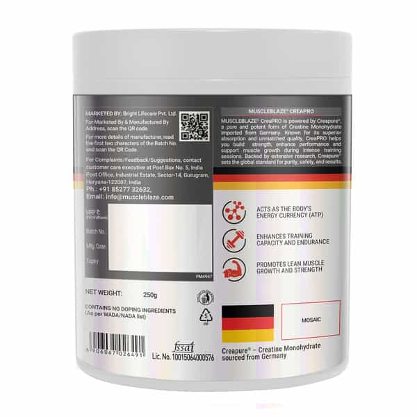 Muscleblaze Creapro Creatine Monohydrate Powder With Creapure | Fruit Punch (62 Servings | 250G)