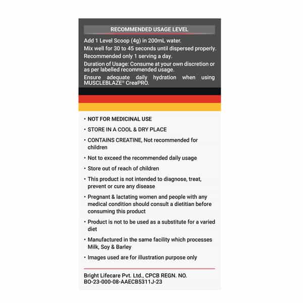 Muscleblaze Creapro Creatine Monohydrate Powder With Creapure | Fruit Punch (62 Servings | 250G)
