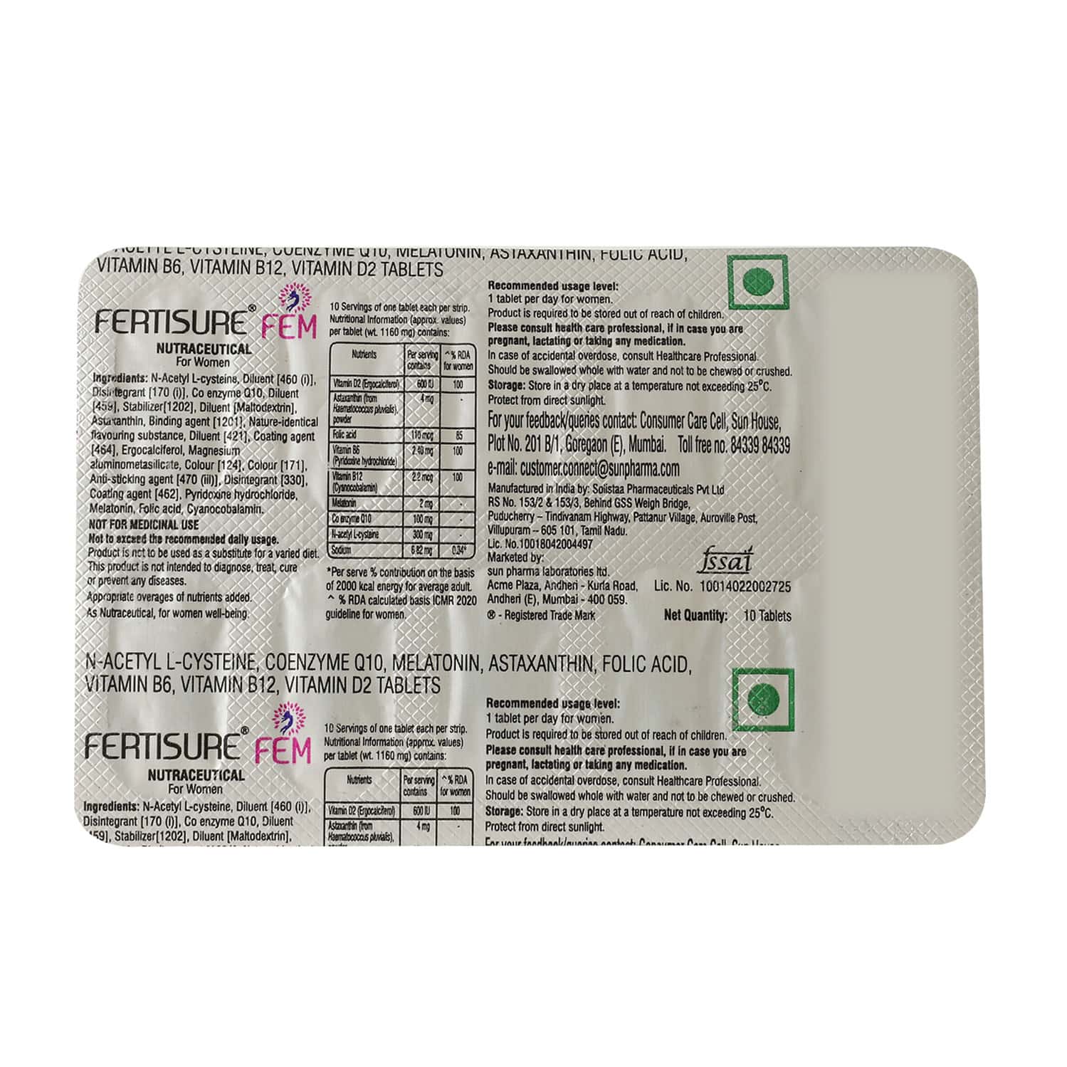 Fertisure Fem Strip Of 10 Tablets
