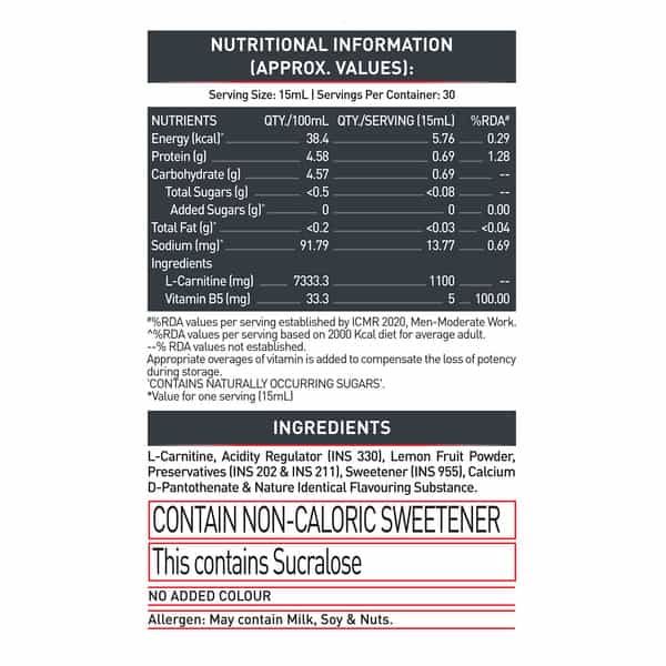 Muscleblaze Liquid L-Carnitine 450 Ml (Lemon Lime)