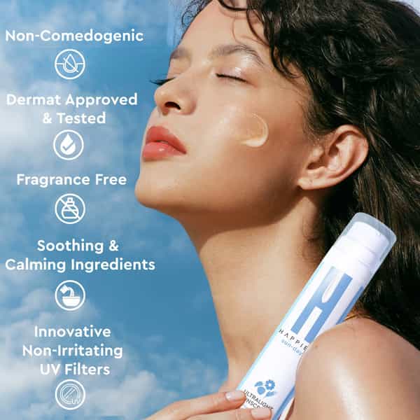 Happier Ultralight Sunscreen Gel Spf 50 Pa++++| Lightweight | Non-Greasy | Fast Absorbing