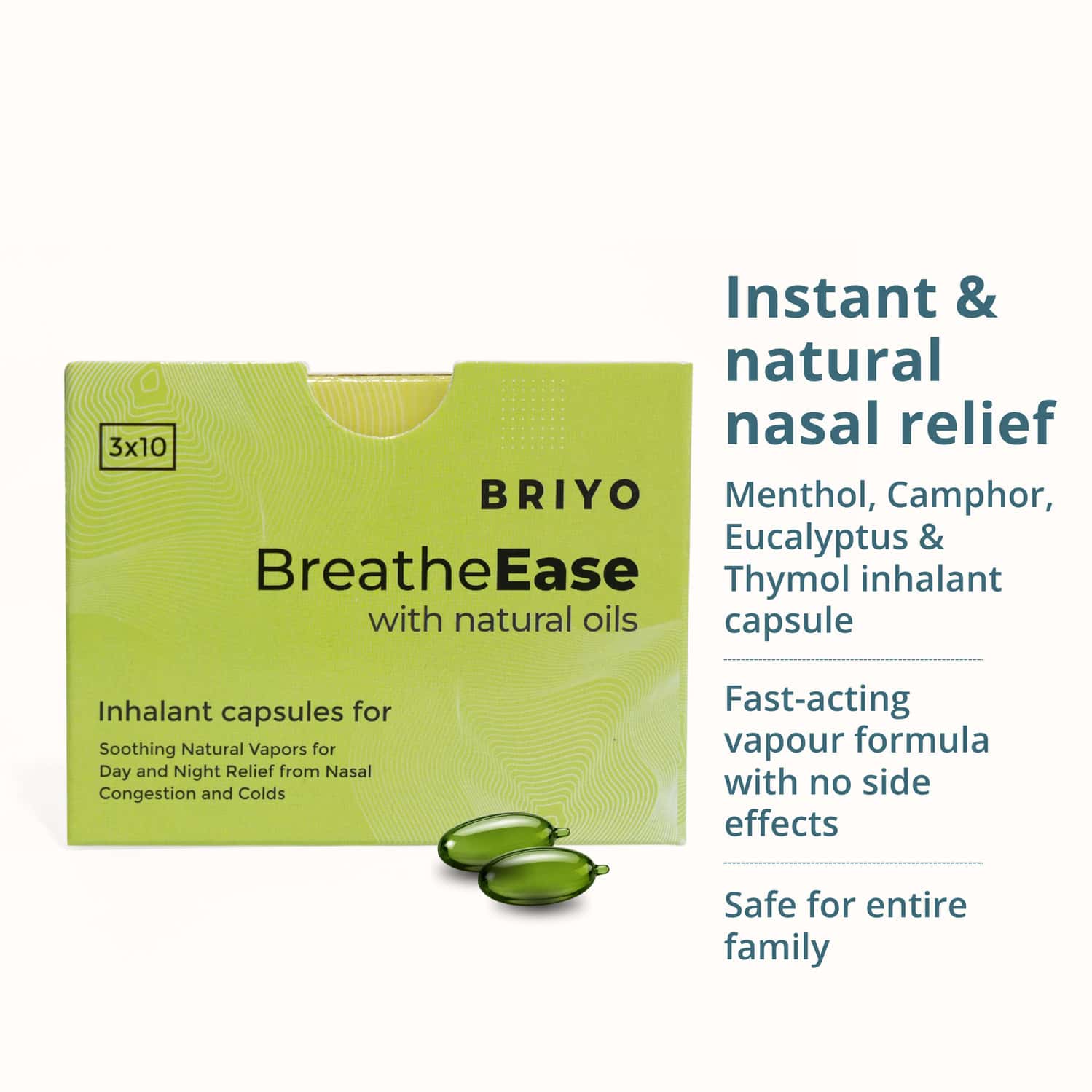 Briyo Breatheease | Experiencing Trouble-free Breathing During Common Cold - 10 Inhalant Capsules