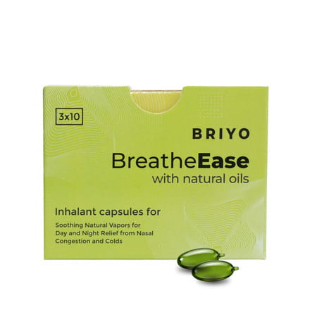 Briyo Breatheease | Experiencing Trouble-Free Breathing During Common Cold - 10 Inhalant Capsules