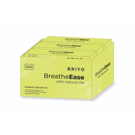 Briyo Breatheease | Experiencing Trouble-Free Breathing During Common Cold - 10 Inhalant Capsules