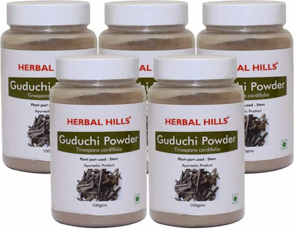 Herbal Hills Guduchi Powder - 100 Gms - Pack Of 5 - Giloy Powder