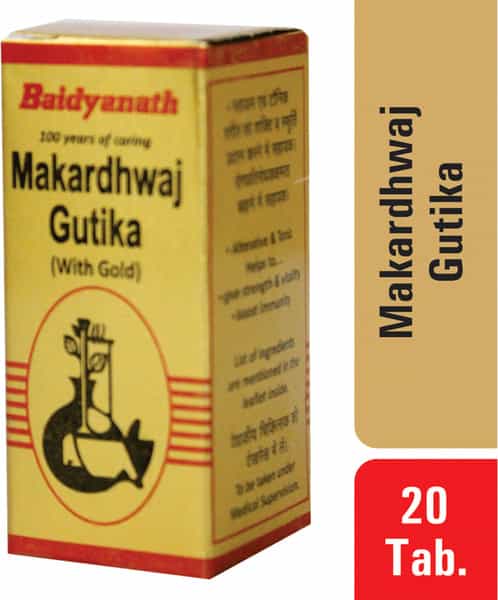 Baidyanath Asli Ayurved Makardhwaj Gutika With Gold | Boost Immunity - 20 Tablets