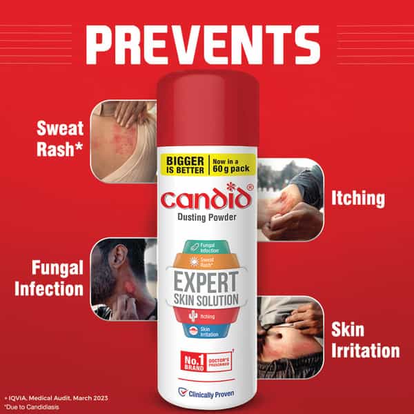 Candid Dusting Powder | Expert Skin Solution | Bottle | 60 Gm