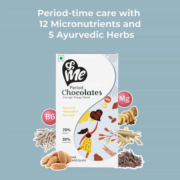 &Me Period Chocolate For Women Wellness With 55% Rich Cocoa Vegan Sugar Free - 48 Gm