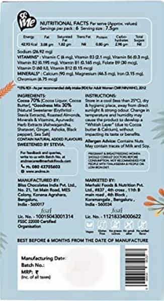 &Me Period Chocolate For Women Wellness With 55% Rich Cocoa Vegan Sugar Free - 48 Gm