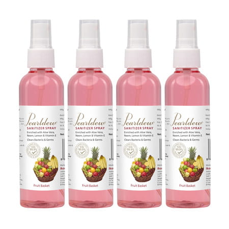 Pearldew Sanitizer Spray (Fruit Basket) 120 Ml | Aloe & Neem | Paraben Free (Pack Of 4)