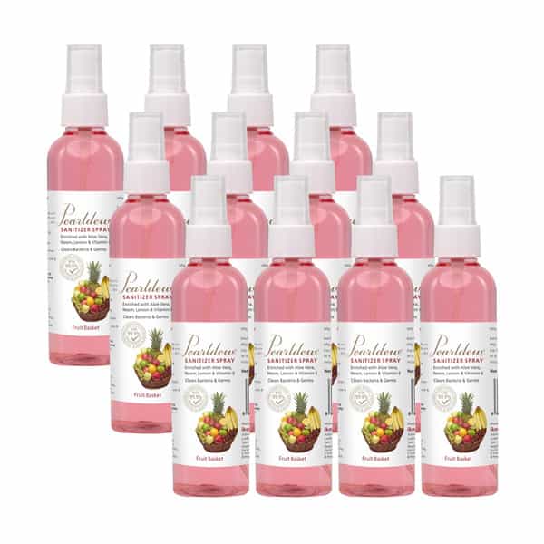 Pearldew Sanitizer Spray (Fruit Basket) 120 Ml | Aloe & Neem | Paraben Free (Pack Of 4)