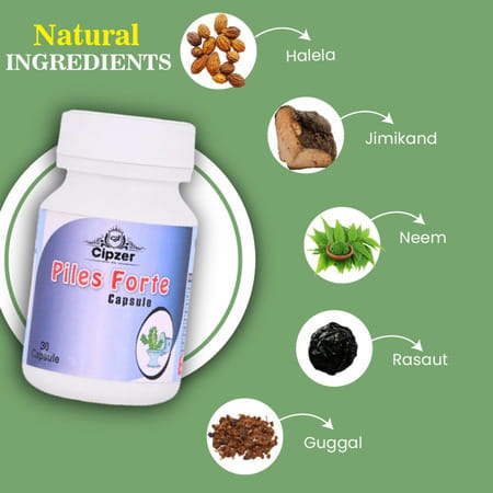 Cipzer Piles Forte 30 Capsules Herbal Remedy For Piles | Hemorrhoid Relief | Reduce Pain & Swelling