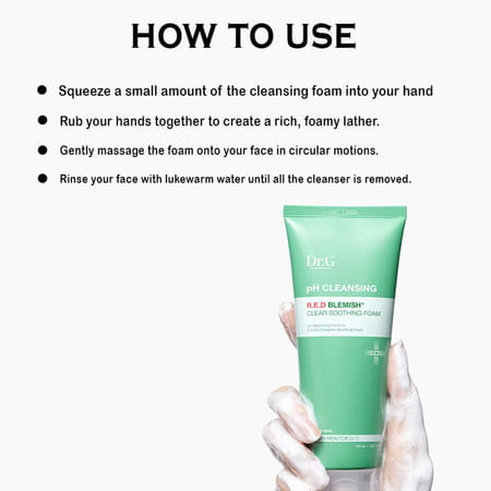 Dr.G Ph Cleansing Red Blemish Clear Soothing Foam - Korean Face Cleanser - Korean Skincare - 150ml