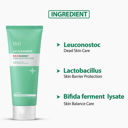 Dr.G Ph Cleansing Red Blemish Clear Soothing Foam - Korean Face Cleanser - Korean Skincare - 150ml