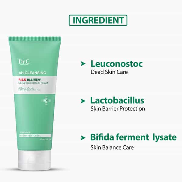 Dr.g Ph Cleansing Red Blemish Clear Soothing Foam - Korean Face Cleanser - Korean Skincare - 150Ml