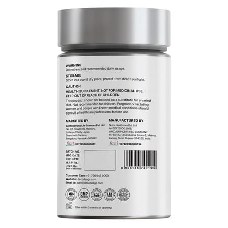 Decode Age Nmn Supplement | 99.9% Pure Beta Nmn | Nad+ Booster For Energy | 250Mg | Veg - 60N