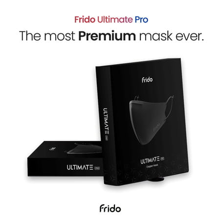 Frido Ultimate Pro Copper Treated Mask|Nose Clip|Ear Loop|Washable|Imported|Large Size (Pack Of 10)