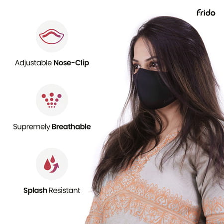 Frido Ultimate Pro Copper Treated Mask|Nose Clip|Ear Loop|Washable|Imported|Large Size (Pack Of 10)