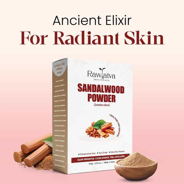Raw Tatva Sandalwood Powder For Skin Soothing| Natural Glow & Smooth Texture | All Skin Types | 100G