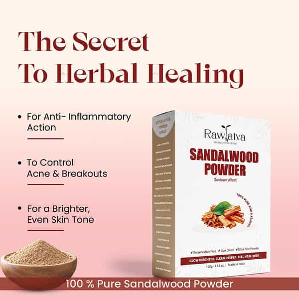Raw Tatva Sandalwood Powder For Skin Soothing| Natural Glow & Smooth Texture | All Skin Types | 100G