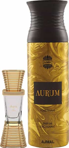 Ajmal Aura Cp Oil Alcohol-Free Attar 10Ml For Unisex And Aurum Femme Deodorant 200Ml For Women