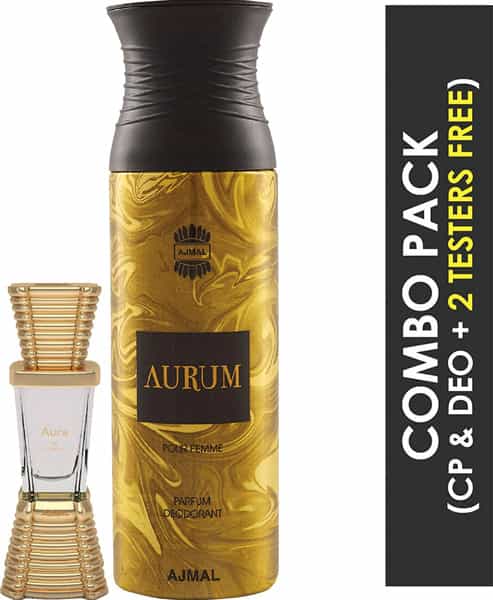 Ajmal Aura Cp Oil Alcohol-Free Attar 10Ml For Unisex And Aurum Femme Deodorant 200Ml For Women