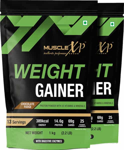 Musclexp Weight Gainer Chocolate Fudge 1Kg Pouch (2.2 Lb) X Pack Of 2