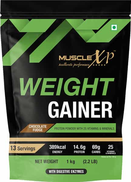 Musclexp Weight Gainer Chocolate Fudge 1Kg Pouch (2.2 Lb) X Pack Of 2